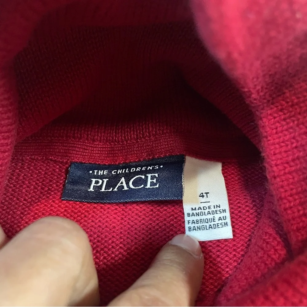 The Children's‎ Place Red Fair Isle Collar Holiday Tree Knit Sweater